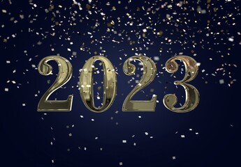 New Year Confetti 2023 Illustration - 3D rendering
