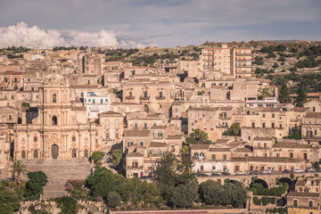 Obraz premium Wonderful View of Modica City Centre, Ragusa, Sicily, Italy, Europe, World Heritage Site