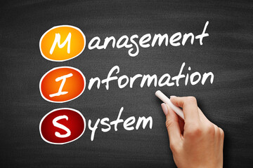 MIS - Management Information System acronym, business concept background on blackboard