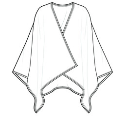 poncho blanket scarf unisex scarves flat sketch vector illustration - obrazy, fototapety, plakaty