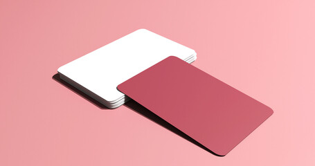 Pink and white business card mockup image 3d rendered premium quality image flat modern design