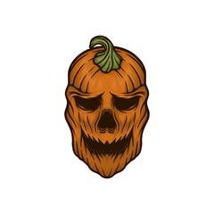 halloween pumpkin head skull vector illustration