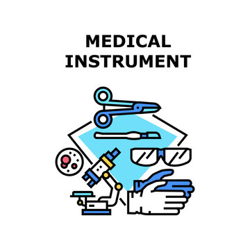Medical instrument equipment. health doctor. scissors emergency. dental tool. surgery care. hospital laboratory medical instrument vector concept color illustration