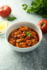 Traditional homemade chicken ragout with tomato sauce