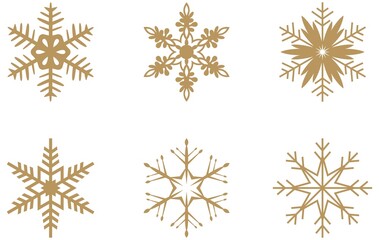 Goldene frostige abstrakte Schneeflocken Symbol set auf einem weissen Hintergrund.
Gold Schneeflocken Icons als Vektor.