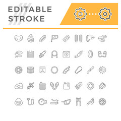 Set line icons of motorcycle parts