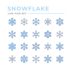 Set color line icons of snowflake