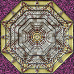 3d effect - abstract octagonal fractal pattern 
