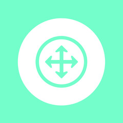 Arrows in four directions. Four side arrow icon. Arrow icon illustration vector sign symbol for your project. Flat design style. Vector illustration in circle isolatedgreen on c background