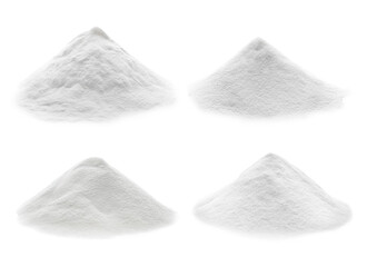 Obraz premium Set with piles of baking soda on white background