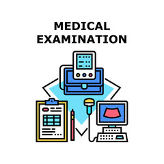 Medical examination health patient. healthcare treatment. medicine diagnosis. clinic consultation medical examination vector concept color illustration