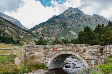 Fototapeta na wymiar Bridge over the river in the mountains
