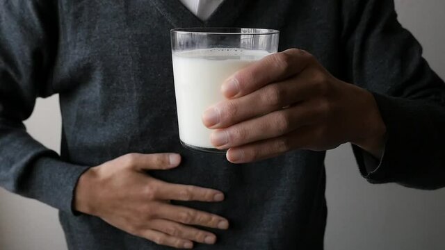 牛乳を飲むとお腹が痛くなる人のイメージ