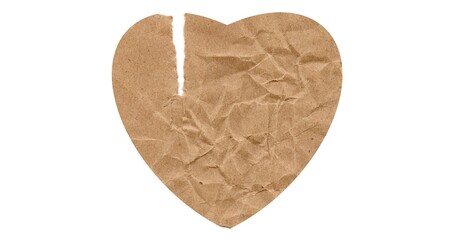 Kraft Paper heart shape torn and creased for Background