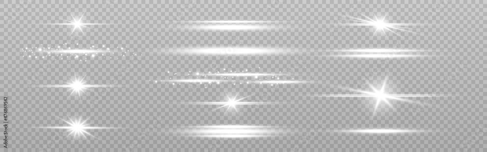 Canvas Prints white light lines. horizontal lens flares collection. abstract glowing lines set. shiny beams on tra