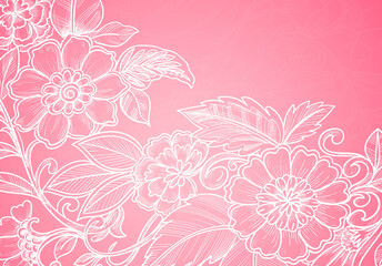 Abstract decorative pink floral card design