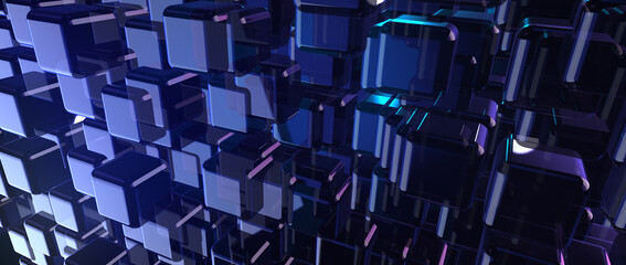 Fototapeta premium Digital technology concept of sci-fi block box for cyber crypto security. Big data crypto cyber system background. Big data cyber technology system. 3d illustration