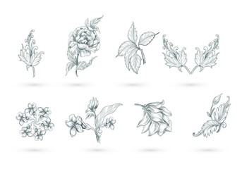 Abstract artistic floral set design