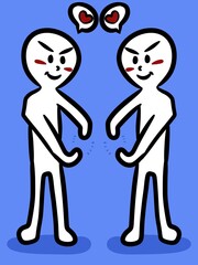 cute man cartoon on blue background