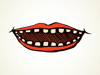 Open mouth with teeth. Vector drawing