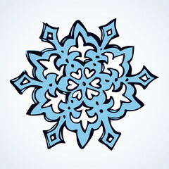 Cute snowflake. Vector freehand drawing