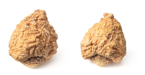 Dried yellow Maca roots isolated on white background