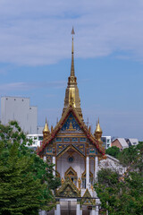 Buddhist temple Was on Sukhumvitt Rd BKK Bangkok Thailand, vivid lush colours if the buildings are glorious