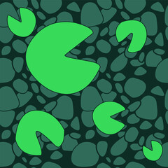 Illustration of lilypad on a pond. seamless pattern. can be used for wallpaper, wrapping paper, textile, fabric, background, pattern fill