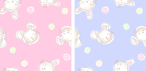 Can be used for baby t-shirt print, fashion print design, kids wear, baby shower, celebration, greeting and invitation. It is offered with a seamless bunny print and 2 different color options.