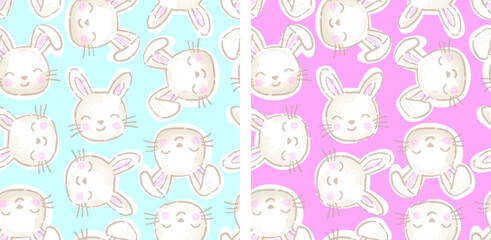 Can be used for baby t-shirt print, fashion print design, kids wear, baby shower, celebration, greeting and invitation. It is offered with a seamless bunny print and 2 different color options.