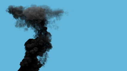 black rich toxic smoke exhaust from oil power plant, isolated - industrial 3D illustration