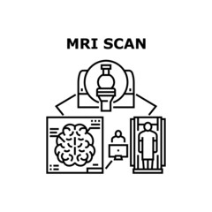 Mri scan medical scanner. ct radiology. tomography diagnostic. doctor and patient. brain technology mri scan vector concept black illustration