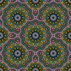Round medallion vector seamless pattern.