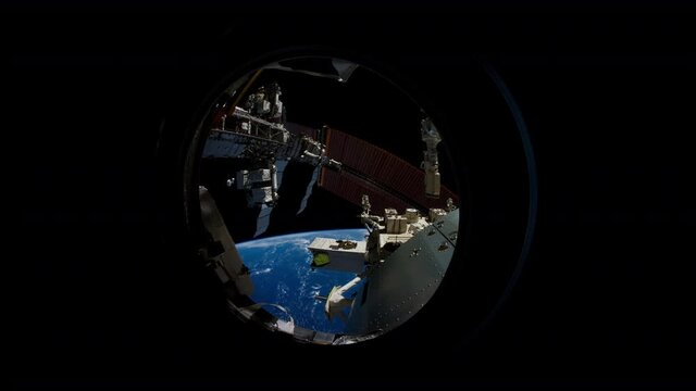 Earth from the JEM Window.
The International Space Station.
Source material was provided by NASA.
Color correction was done, noise was removed and slowed down.