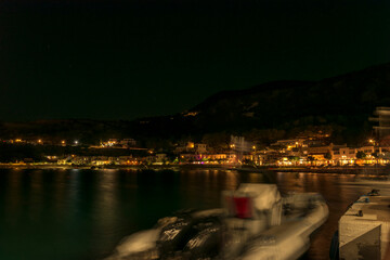 Kapsali Bay and village at night, Kithira island, Greece