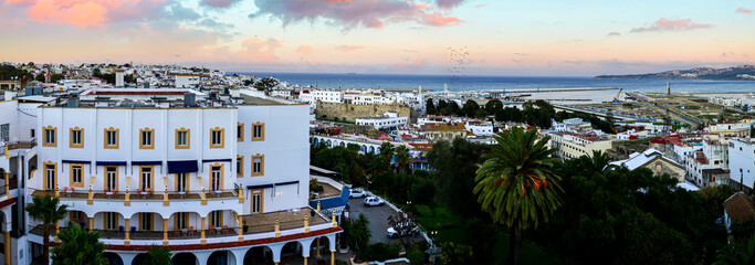 Panoramic View of Moroccan Coast, Tangier City, Morocco.