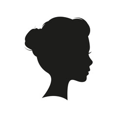 Silhouette female head in profile. Head shape of young woman. Silhouette of a girl's profile vector icon
