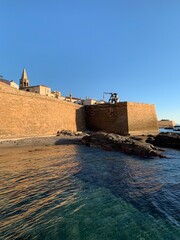 View of seafront bastions in Alghero, Sardinia, Italy