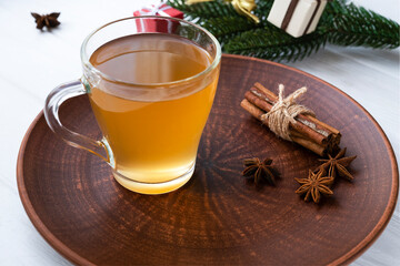 New Year's mulled wine. Festive mulled wine. Delicious mulled wine with spices