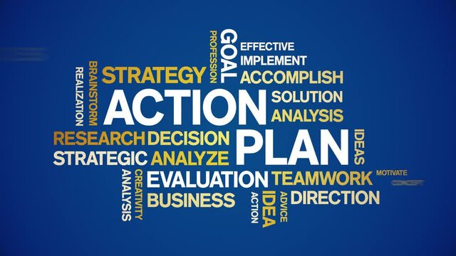 Action Plan Animated Tag Word Cloud;Text Design Animation typography seamless loop.