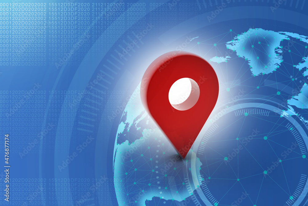 Poster 3d rendering red map pointer