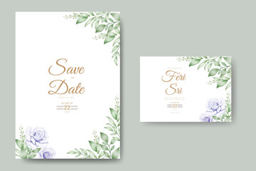 elegant blue floral wedding invitation template