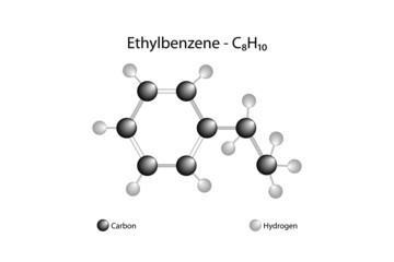 Molecular formula of ethylbenzene. Ethylbenzene is a highly flammable, colorless liquid with a gasoline-like odor.