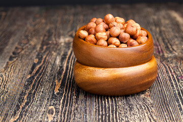 fresh and crispy hazelnuts, close up