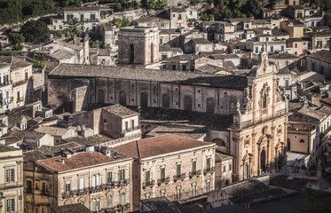 View of San Pietro Cathedral in Modica, Ragusa, Sicily, Italy, Europe, World Heritage Site