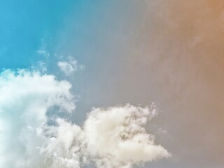 beauty sweet orange blue colorful with fluffy clouds on sky. multi color rainbow image. abstract fantasy growing lights