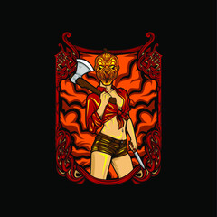 beautiful girl in action illustration with awesome backgrounds