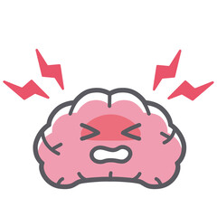 ダメージを受ける脳のシンプルで可愛いイラスト