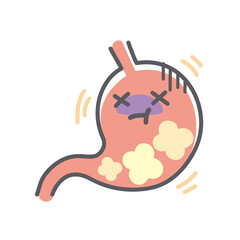 ガスが溜まる胃のシンプルで可愛いイラスト