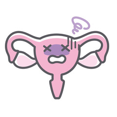 ダメージを受ける子宮のシンプルで可愛いイラスト
